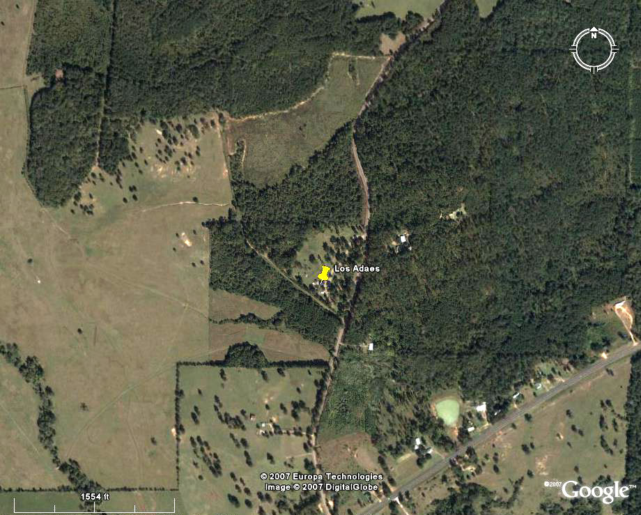 Google Earth image of Los Adaes area