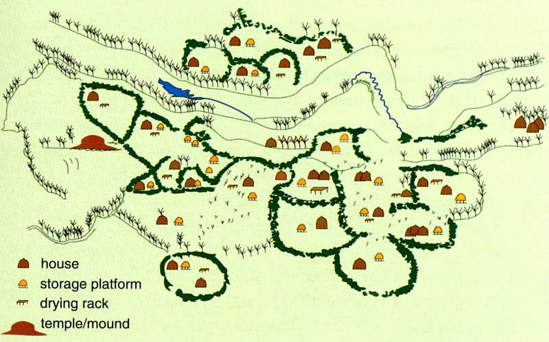 Redrawn version of the famous Teran map of a Cadohadacho settlement