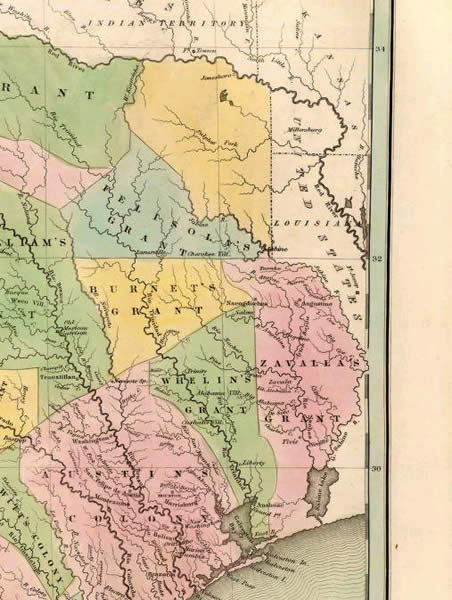 map of land grants in  East Texas