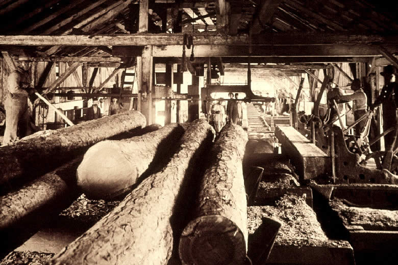 photo of the inside of a sawmill
