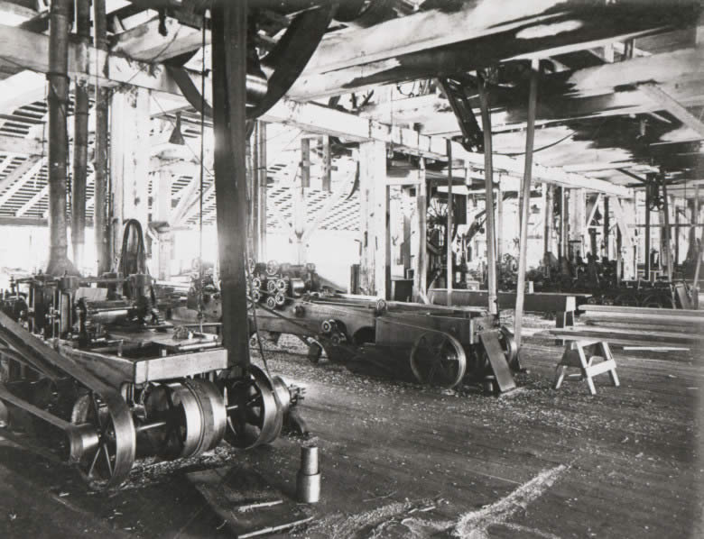 photo of the inside of a sawmill