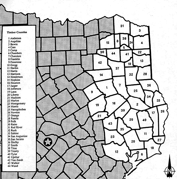 map of pineywoods counties