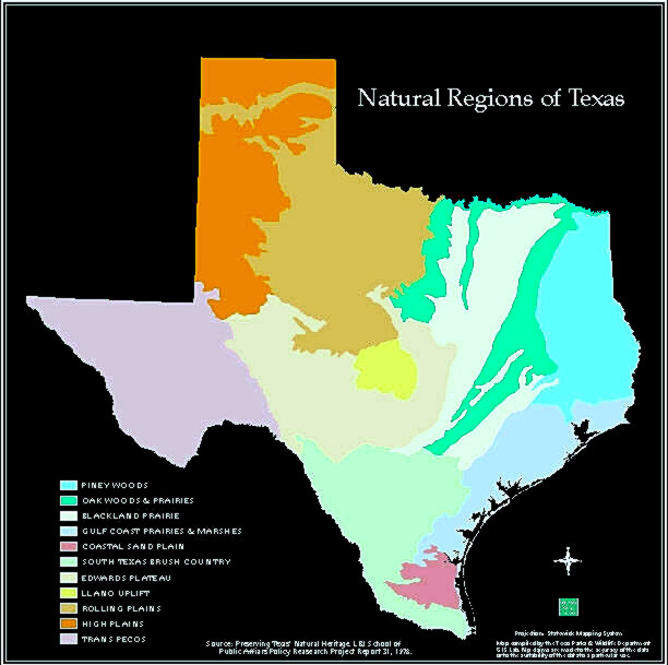 map of Texas' regions
