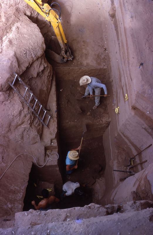 The crew opened several more excavation units between the one opened at the end of the second field season and the back of the shelter