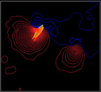 Contour map of magnetic anomalies