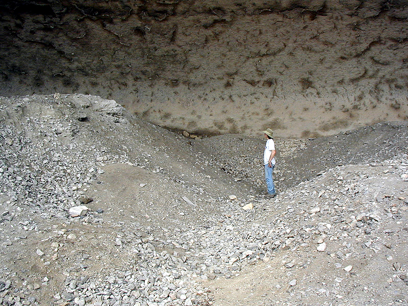 This young man stands in the bottom of the main excavation trench dug by explorers from the Witte Museum in 1936. 