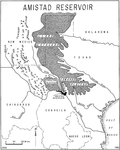 Inset map section showing Rio Grande - before Amistad.