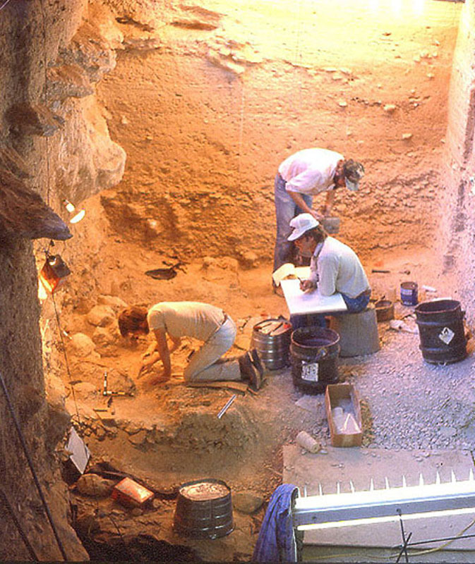 1983 excavations of Bone Bed 1 in progress. Photo by Jack Skiles.