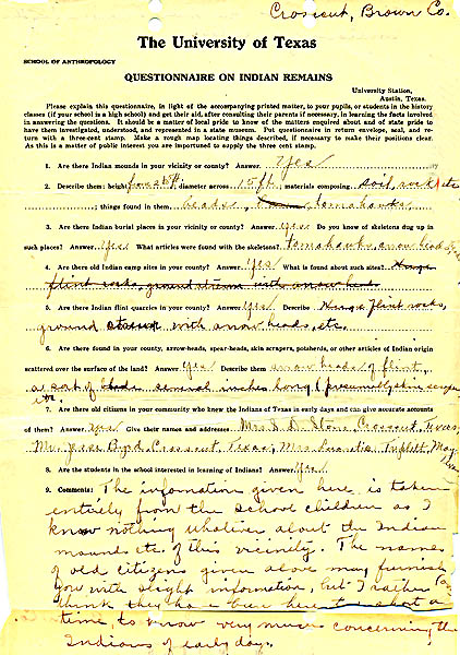 Image of faded yellow questionnaire