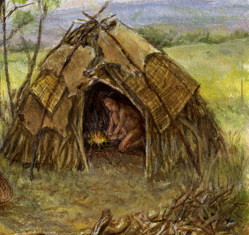 painting of a native dwelling