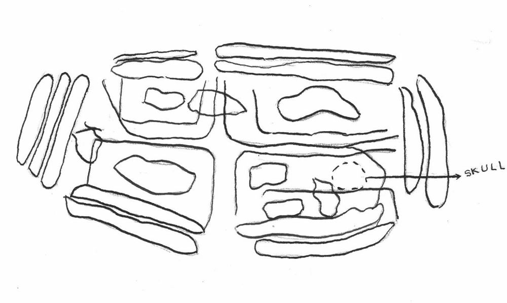 Plan drawing of Cairn-covered cist at Shackeford County site