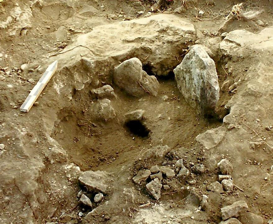 photo of a burial pit within Coleman County cairn