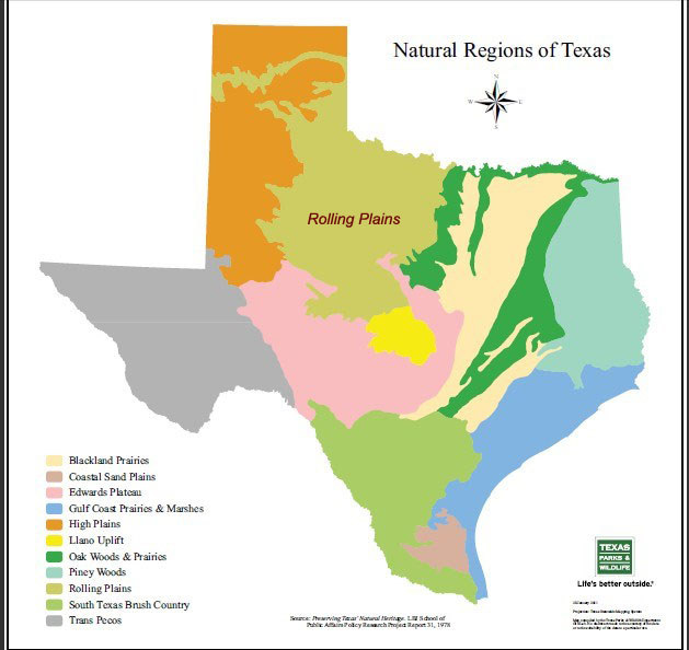 map of the physiographic provinces of Texas