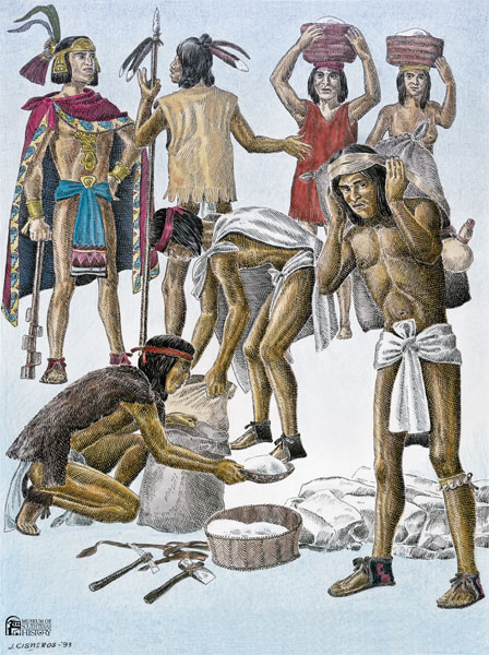 illustration of northern Mexico Indian traders at La Sal del Rey lake