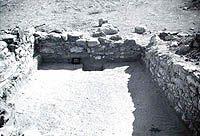 Excavated walls of house at rancho site. All the houses were built close together, although the Leal property spanned more than 5,000 acres. Photo from TARL archives.