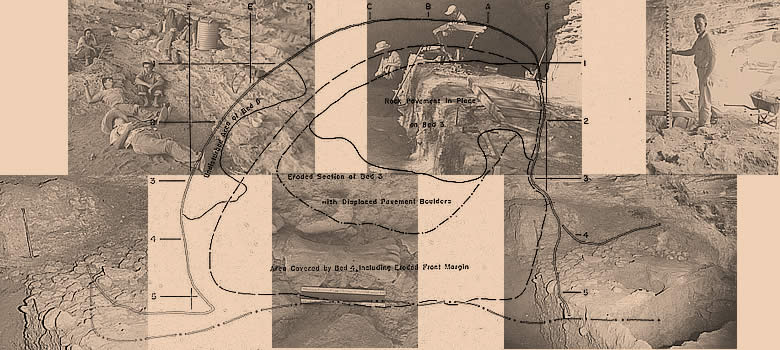 Collage of images related to the discovery of the Kincaid Shelter site