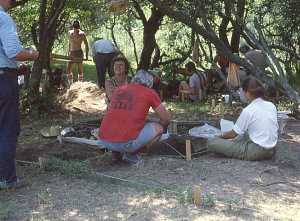 Image of excavations in progress during the Texas Archeological Society's annual field school in June, 1978.