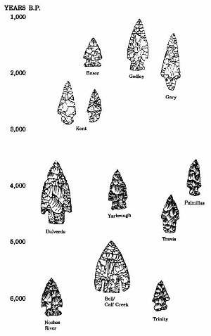 Image of chronological sequence of major dart point types.