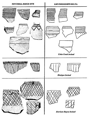 Image of Goose Creek Plain jar partially reconstructed from sherds.