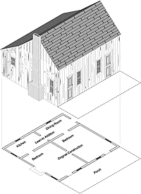 isometric view of Osborn tenant farm