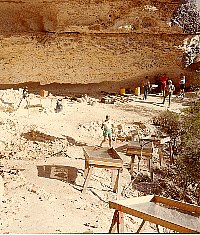 Excavations in progress at Baker Cave, 1984. Photo from TARL archives.