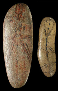 The images on painted pebbles are often difficult to make out. From the ANRA-NPS collections at TARL.