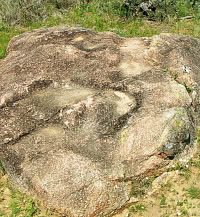 granite bench with bedrock mortars