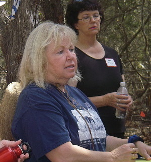 Photo of Historian Terri Myers with a member of the Manchaca-Onion Creek Historical Association