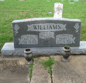 Photo of the headstone of Will E. and Clara Williams in the Evergreen Cemetery in east Austin