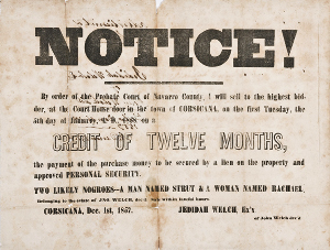 Image of a Notice of sale of two slaves