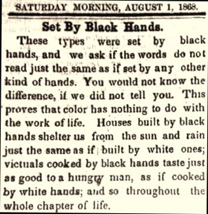 image of notice in the Free Man's Press, Aug. 1, 1868