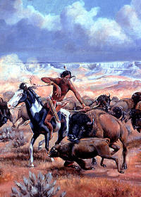 Kiowa Buffalo Hunt by Otho Stubbs. Courtesy of Otho Stubbs.