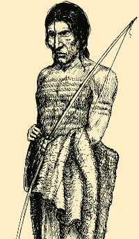 Drawing of a Coahuiltecan man