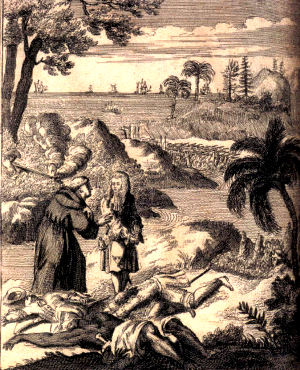 illustration of the murder of La Salle