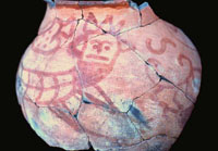 photo of a decorated brownware jar 
