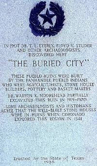 Photo of granite marker commemorating "The Buried City."