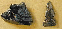 photo of obsidian arrow points and tool fragments