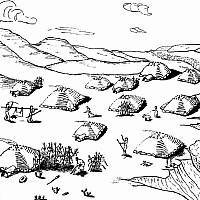 pen rawing of earth lodges 