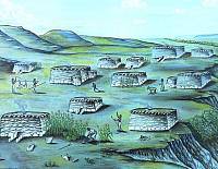 painting of a southern Plains village