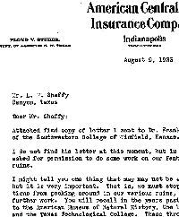 Image of letter written on insurance companay letterhead.