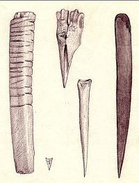 Image of page of drawings of bone tools.