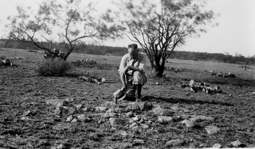 photo of a cairn burial site in Jones County, one of many discovered by Cyrus Ray in the 1920s and 1930s