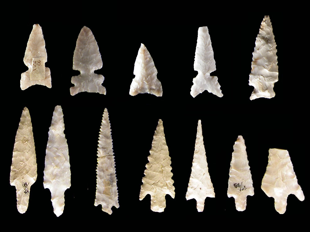 photo of examples of projectile points recovered from "Sand Dune" site