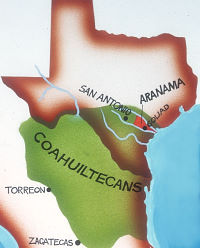 map showing the range of the Aranama