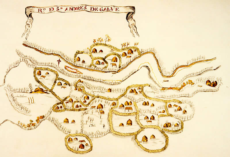 Spanish map of Caddo village