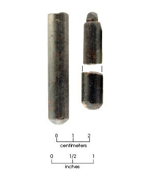 photo of hard carbon rods  removed from dry-cell batteries and sharpened on the ends for use as writing implements