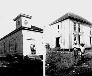 photos of Antioch Methodist Church, in service from 1881 to 1942, left, and Antioch Colony School, in use from 1874 to 1939